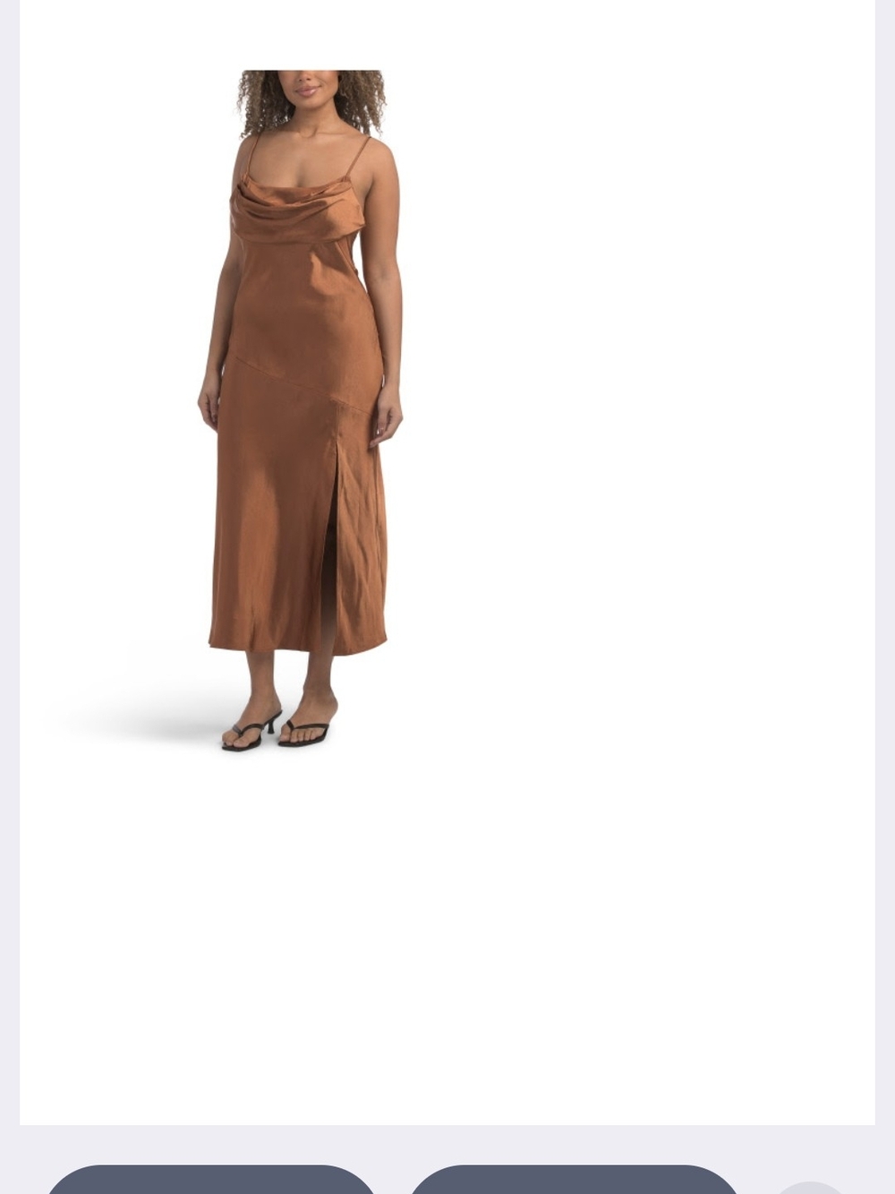 Satin Cowl Neck Slip Dress in Copper Brown